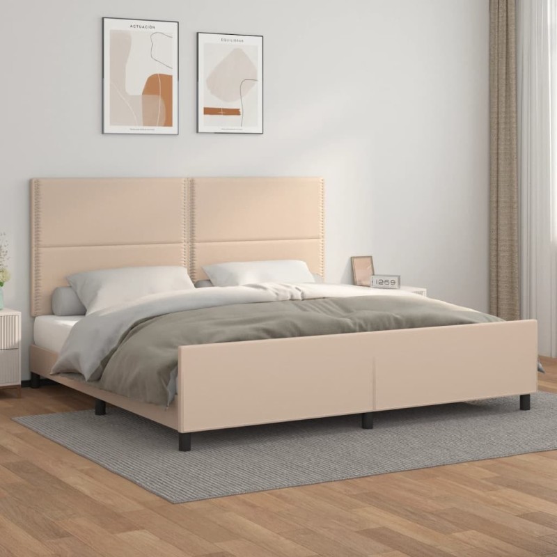 Cadre de lit sans matelas cappuccino 200x200 cm similicuir 