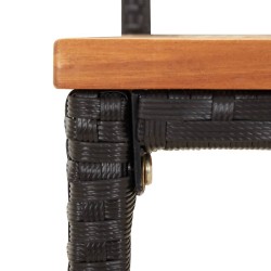 Ensemble de bar jardin 5 pcs noir poly rotin/bois massif acacia 