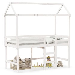 Lit superposé avec échelle et toit sans matelas blanc 90x200 cm 