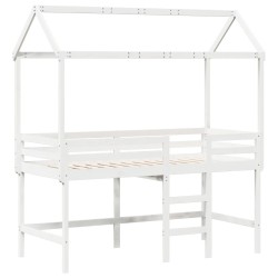 Lit superposé avec échelle et toit sans matelas blanc 90x200 cm 