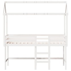 Lit superposé avec échelle et toit sans matelas blanc 90x200 cm 