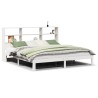 Lit bibliothèque sans matelas blanc 200x200 cm bois pin massif 