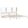 Lit bibliothèque sans matelas blanc 200x200 cm bois pin massif 