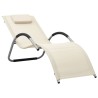 Chaise longue textilène crème et gris 