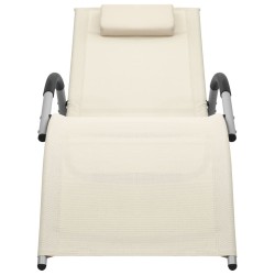 Chaise longue textilène crème et gris 
