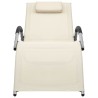 Chaise longue textilène crème et gris 