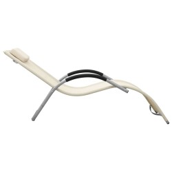 Chaise longue textilène crème et gris 