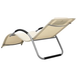 Chaise longue textilène crème et gris 