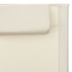 Chaise longue textilène crème et gris 