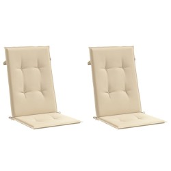 Coussins de chaise de jardin dossier haut lot de 2 beige tissu 