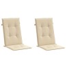 Coussins de chaise de jardin dossier haut lot de 2 beige tissu 