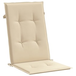 Coussins de chaise de jardin dossier haut lot de 2 beige tissu 