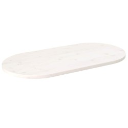 Dessus de table blanc 100x50x2,5 cm bois de pin massif ovale 