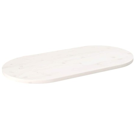 Dessus de table blanc 100x50x2,5 cm bois de pin massif ovale 