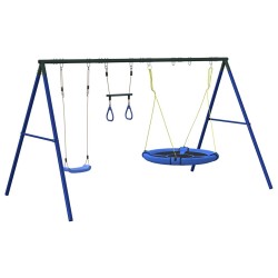 Jeu d'extérieur avec balançoire, trapèze et balançoire soucoupe 