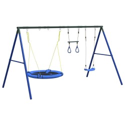 Jeu d'extérieur avec balançoire, trapèze et balançoire soucoupe 