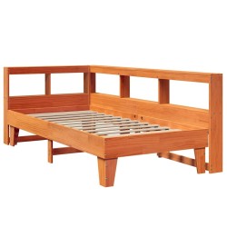 Lit bibliothèque sans matelas cire marron 90x190 cm pin massif 