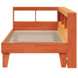 Lit bibliothèque sans matelas cire marron 90x190 cm pin massif 