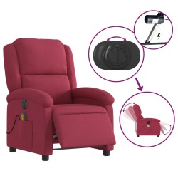 Fauteuil inclinable massage électrique rouge bordeaux velours 
