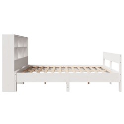 Lit bibliothèque sans matelas blanc 120x200 cm bois pin massif 