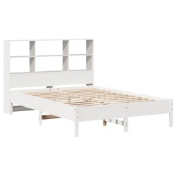 Lit bibliothèque sans matelas blanc 120x200 cm bois pin massif 