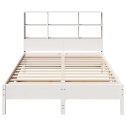 Lit bibliothèque sans matelas blanc 120x200 cm bois pin massif 