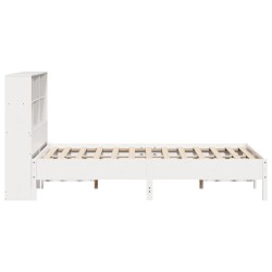 Lit bibliothèque sans matelas blanc 120x200 cm bois pin massif 