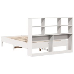 Lit bibliothèque sans matelas blanc 120x200 cm bois pin massif 
