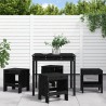 Ensemble à manger de jardin 5pcs noir bois massif de pin 