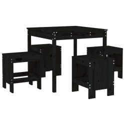 Ensemble à manger de jardin 5pcs noir bois massif de pin 