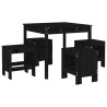 Ensemble à manger de jardin 5pcs noir bois massif de pin 