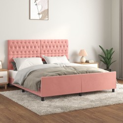 Cadre de lit sans matelas rose velours 