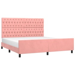Cadre de lit sans matelas rose velours 