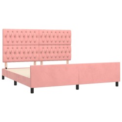 Cadre de lit sans matelas rose velours 