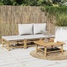 Salon de jardin 4 pcs avec coussins gris clair bambou 