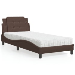 Lit avec matelas marron 80x200 cm similicuir 