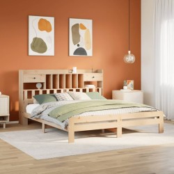 Lit bibliothèque sans matelas 180x200 cm bois massif de pin 