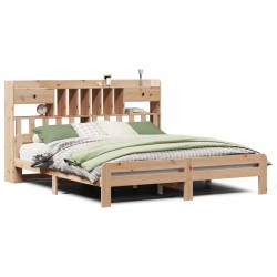 Lit bibliothèque sans matelas 180x200 cm bois massif de pin 