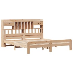 Lit bibliothèque sans matelas 180x200 cm bois massif de pin 