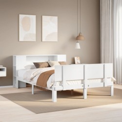 Lit bibliothèque sans matelas blanc 120x190 cm bois pin massif 