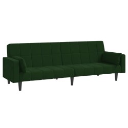 Canapé-lit à 2 places avec deux oreillers Vert foncé Velours 