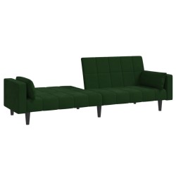 Canapé-lit à 2 places avec deux oreillers Vert foncé Velours 