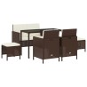  Ensemble à manger de jardin et coussins 6 pcs marron rotin alsavelo 