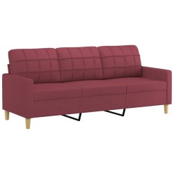 Canapé à 3 places avec repose-pieds Rouge bordeaux 180 cm Tissu 