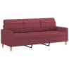 Canapé à 3 places avec repose-pieds Rouge bordeaux 180 cm Tissu 