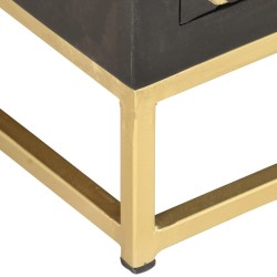 Meuble TV Noir et doré 120 x 30 x 40 cm Bois massif de manguier 