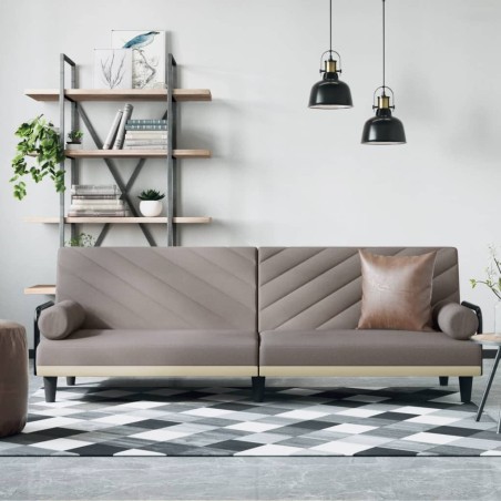 Canapé-lit avec accoudoirs taupe tissu 
