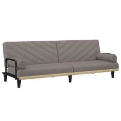 Canapé-lit avec accoudoirs taupe tissu 
