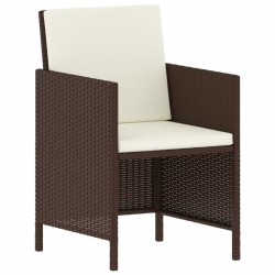  Ensemble à manger de jardin et coussins 6 pcs marron rotin alsavelo 