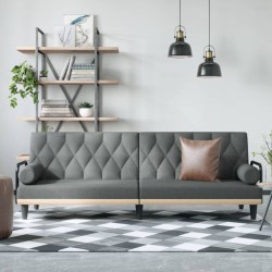 Canapé-lit avec accoudoirs gris foncé tissu 